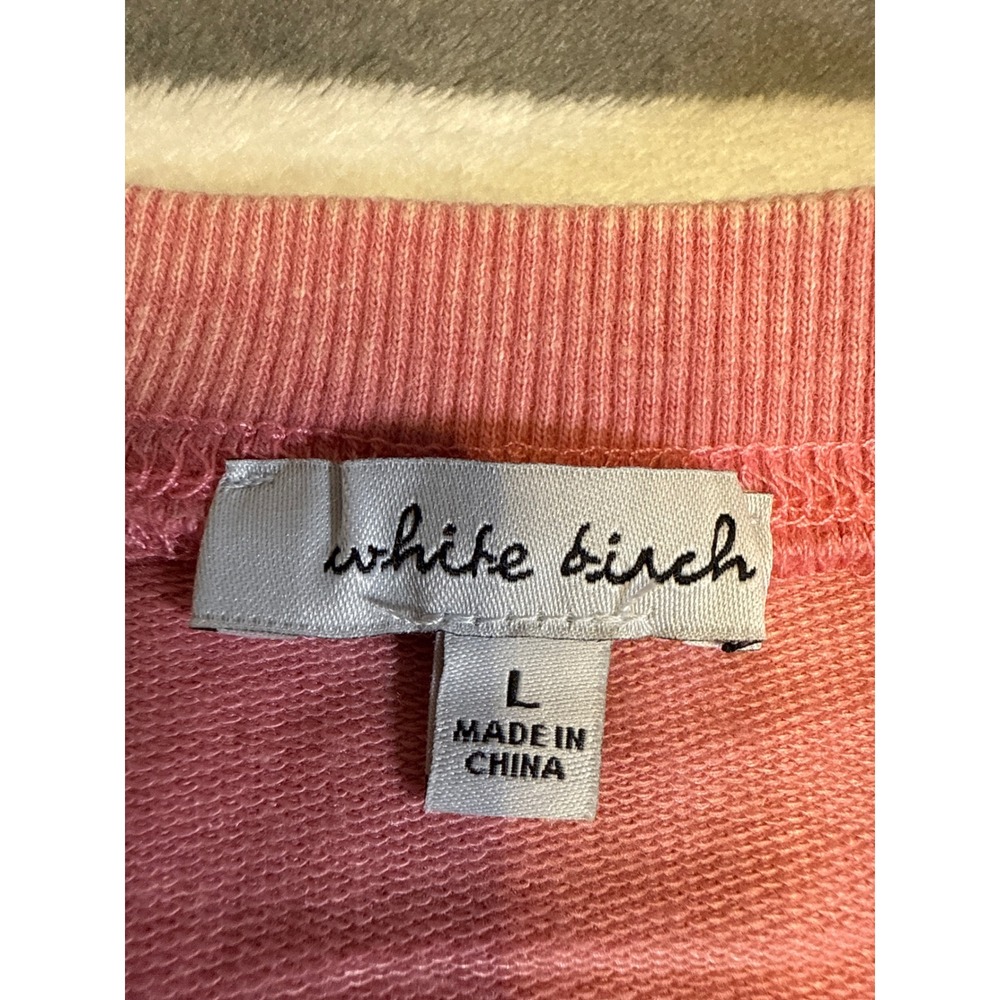 White Birch Pink‎ Sequin Santa Hat Candy Cane Christmas Sweatshirt Women's Large - Picture 2 of 7